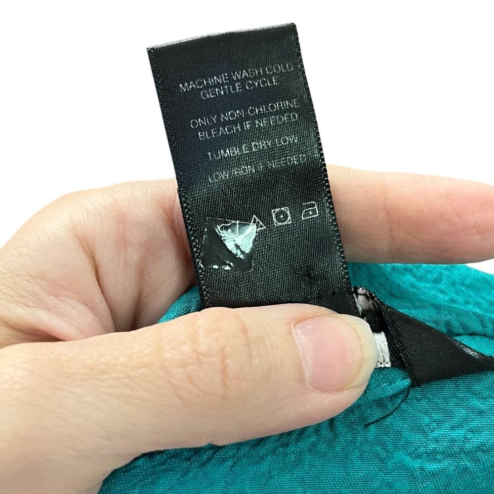 Ali Miles Crinkle Cowl Neck Tunic Top 1X Teal 3/4 Sleeves Artsy Lagenlook Casual - Picture 6 of 8